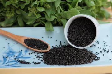 Basil seeds for fiber beverage and raw seed