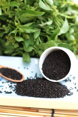 Basil seeds for fiber beverage and raw seed