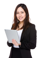Fototapeta premium Asian businesswoman use of digital tablet