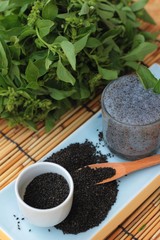 Basil seeds for fiber beverage and raw seed