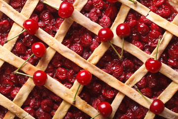 cherry pie macro background. horizontal top view
