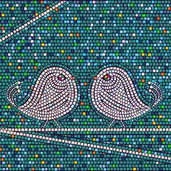 Printed roller blinds Mosaic Vector mosaic birds