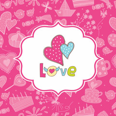 Pink love postcard.