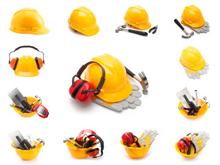 A set of helmet with tools