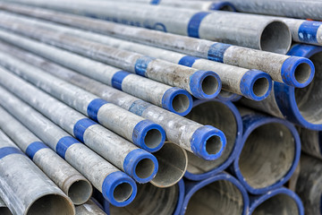 many size of steel pipes, construction material