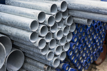 many size of steel pipes, construction material