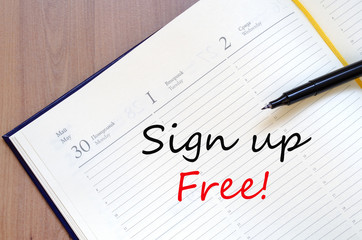 Sign up free concept