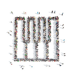 people in the shape of  piano keys.