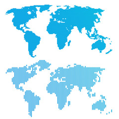 Line blue world map
