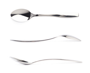 Stainless steel dessert spoon isolated