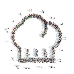 people in the shape of a chef's hat.