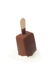 Chocolate covered vanilla ice cream bar