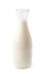 Glass bottle of milk isolated