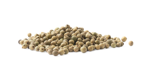 Pile of green peppercorn isolated