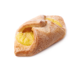 Sweet bread bun with yellow cream