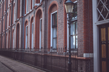 Street houses from red bricks.