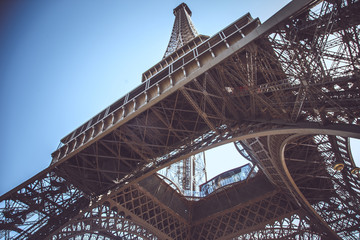 Eiffel tower on blue sky background.