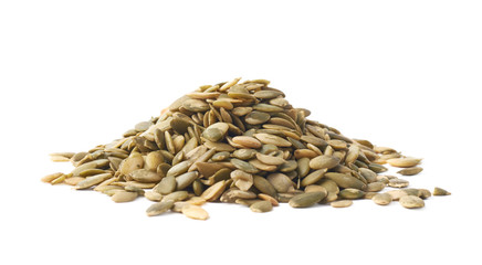 Pile of pumpkin seeds isolated