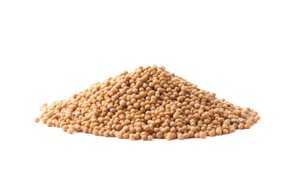 Pile of brown mustard seeds isolated
