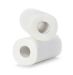 Rolls of paper towels, isolated on white background