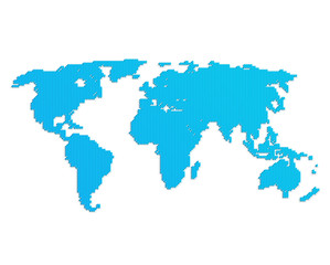 Fototapeta na wymiar Line blue world map