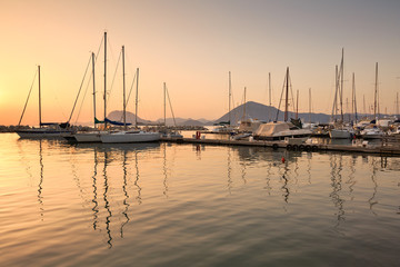 Fototapeta na wymiar Boats in the marina of Patras, Peloponnese, Greece.