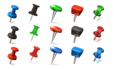 Set of colorful thumbtacks