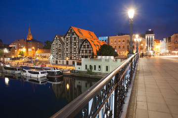 Bydgoszcz Night Cityscape in Poland - obrazy, fototapety, plakaty