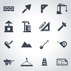 Obraz premium Vector black construction icon set