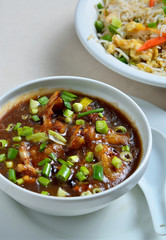 Cauliflower or Gobi Manchurian and Fried Rice