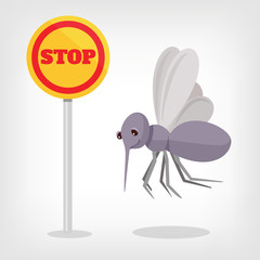 Stop mosquito vector flat illustration