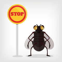 Stop fly vector flat illustration