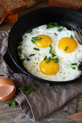 Fried eggs in a pan
