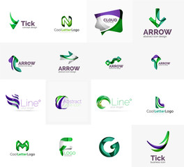 Set of universal company logo ideas, business icon collection