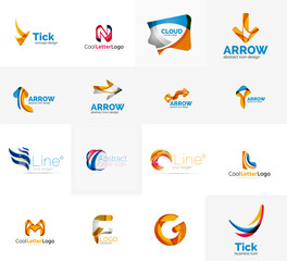 Set of universal company logo ideas, business icon collection