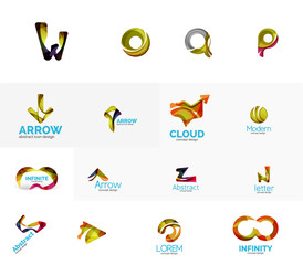 Set of universal company logo ideas, business icon collection