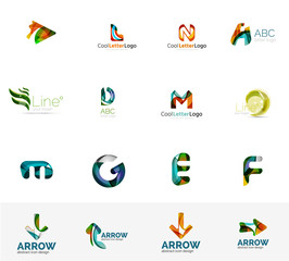 Set of universal company logo ideas, business icon collection