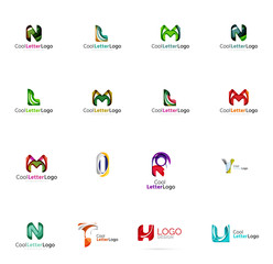 Set of universal company logo ideas, business icon collection