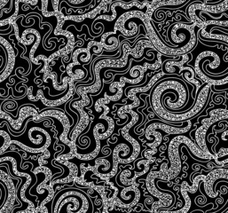 Abstract vector seamless pattern with figured curling lines