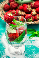 glass of refreshing strawberry cocktail