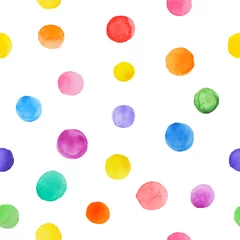  Colorful paint watercolor seamless pattern  polka dot.  © Nata789