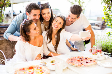 Young people by the table