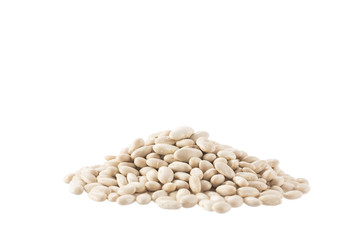 White organic haricot legumes beans isolated on a white