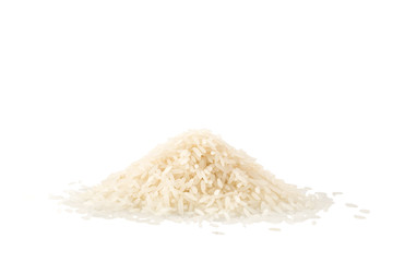 Pile of jasmine rice isolated on white