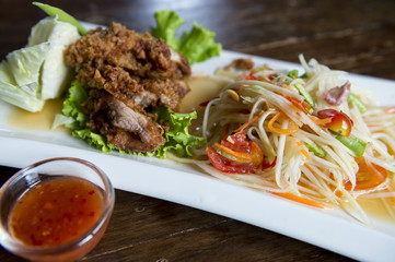 Thai Fried Chicken with Green Papaya Salad