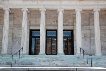 Fototapeta premium Entrance to Public Building with stairs and pillars.