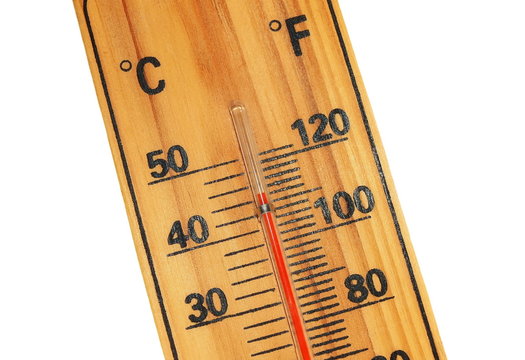 close wooden celsius fahrenheit thermometer
