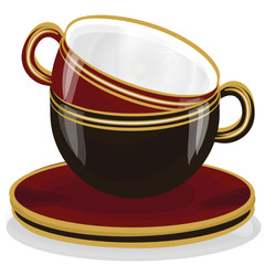 Zwei Kaffeetassen aufeinander gestapelt