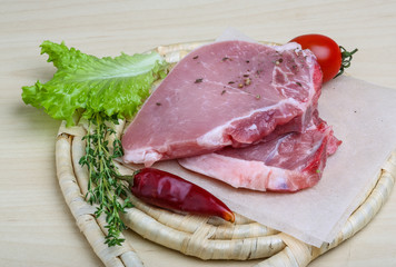 Raw pork steak