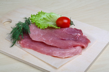 Raw pork schnitzel